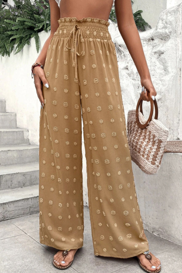 LM | High waist jacquard pants with wide leg casual pants