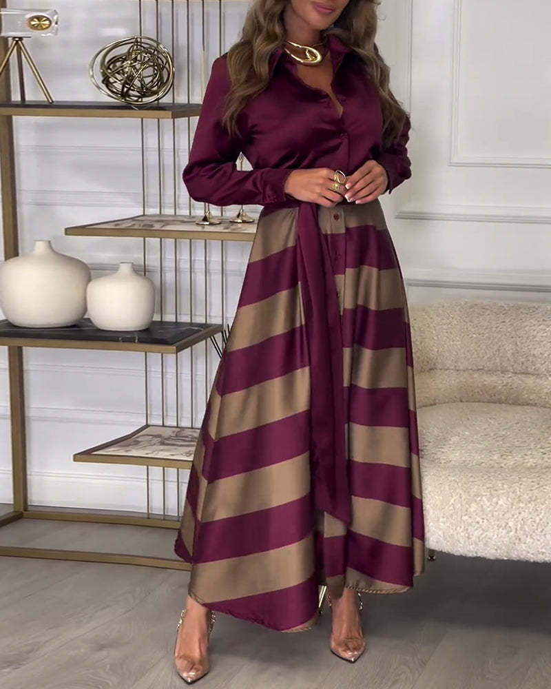 LM | Elegant striped maxi dress