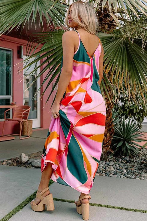LM | Boho Print Slip Sleeveless Maxi Dress