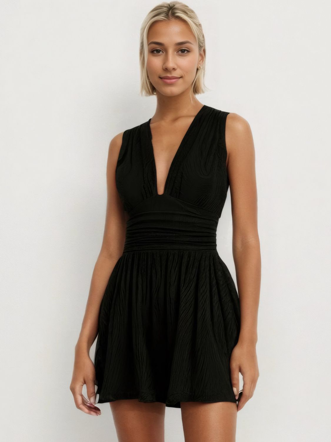 LM | Ruched sleeveless romper