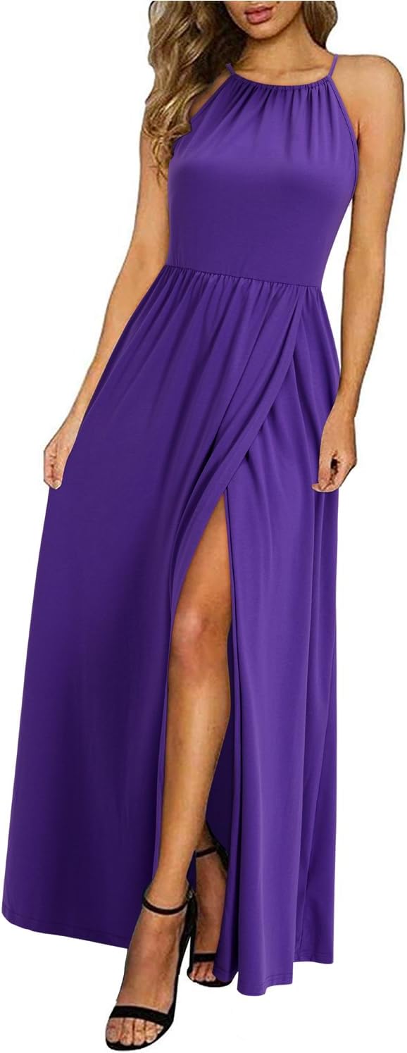 LM | Halter maxi dress with slit