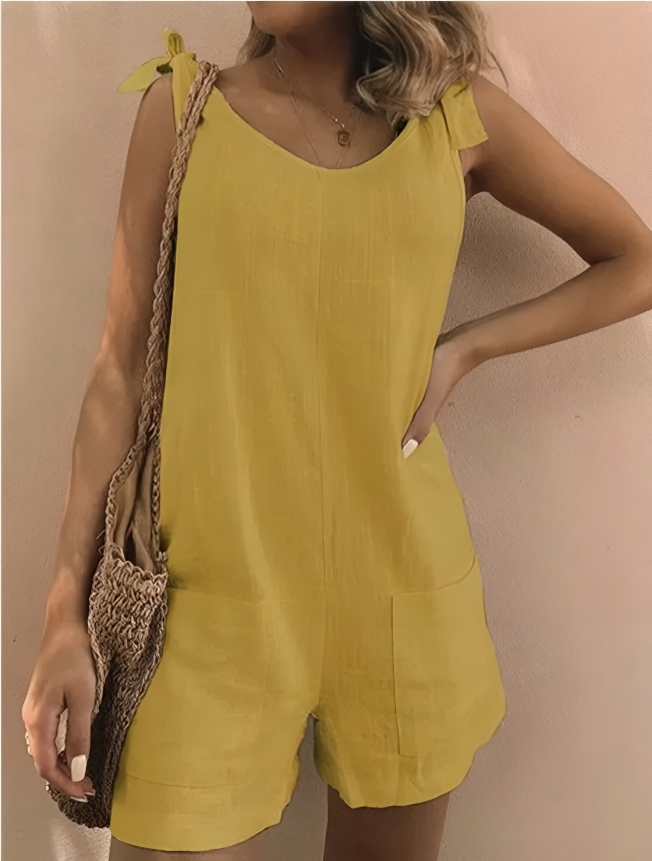 LM | Cozy sleeveless romper made of cotton and linen for women