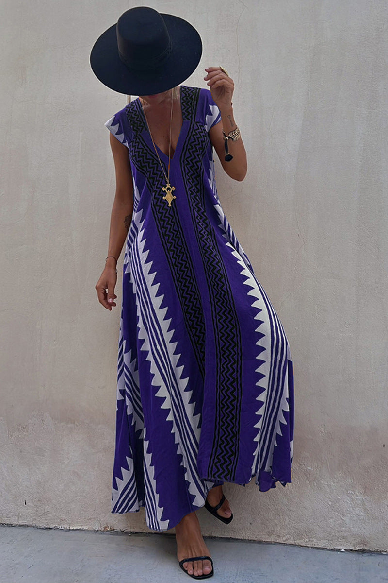 LM | Beach dates Ethno print maxi dress in A-line