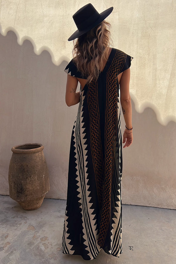 LM | Beach dates Ethno print maxi dress in A-line