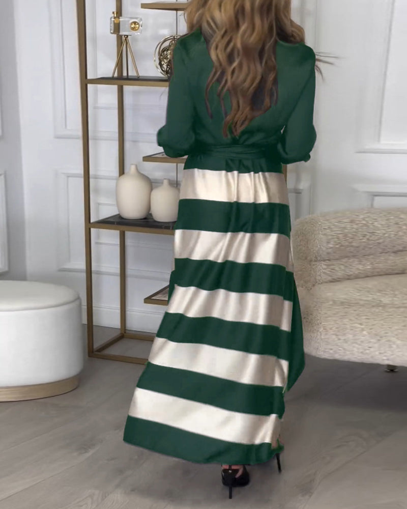 LM | Elegant striped maxi dress