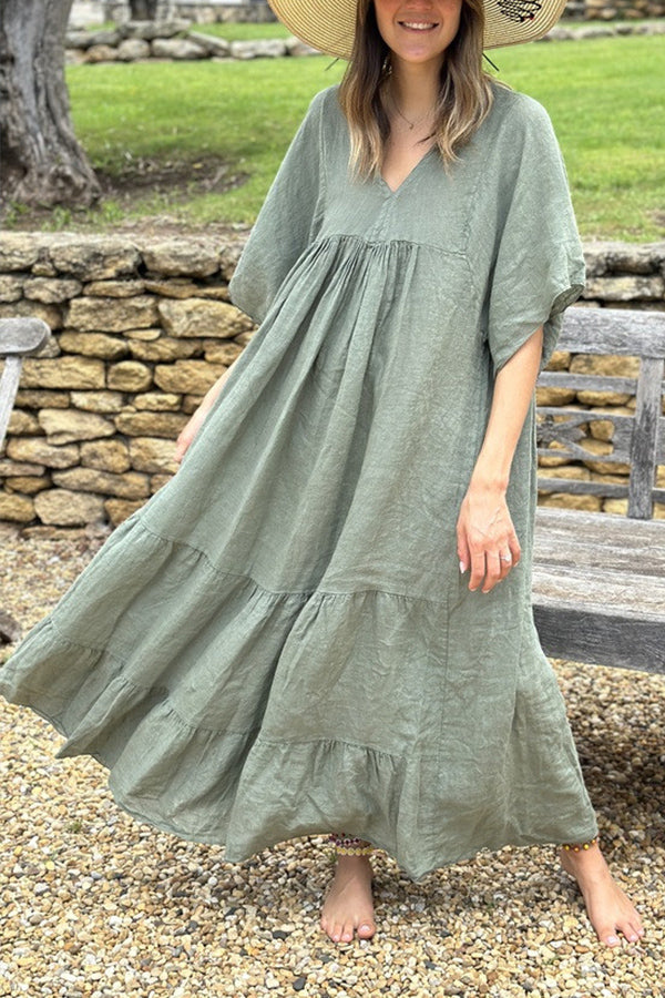 LM | MIRA maxi dress with V-neck and stripes