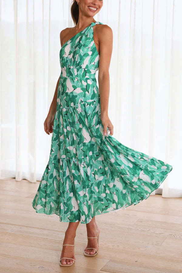 LM | Mid-length, off-the-shoulder, sleeveless midi dress