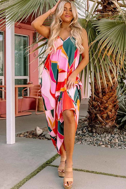 LM | Boho Print Slip Sleeveless Maxi Dress