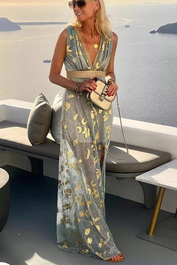 LM | Golden Sunset Stories maxi dress with V-neckline