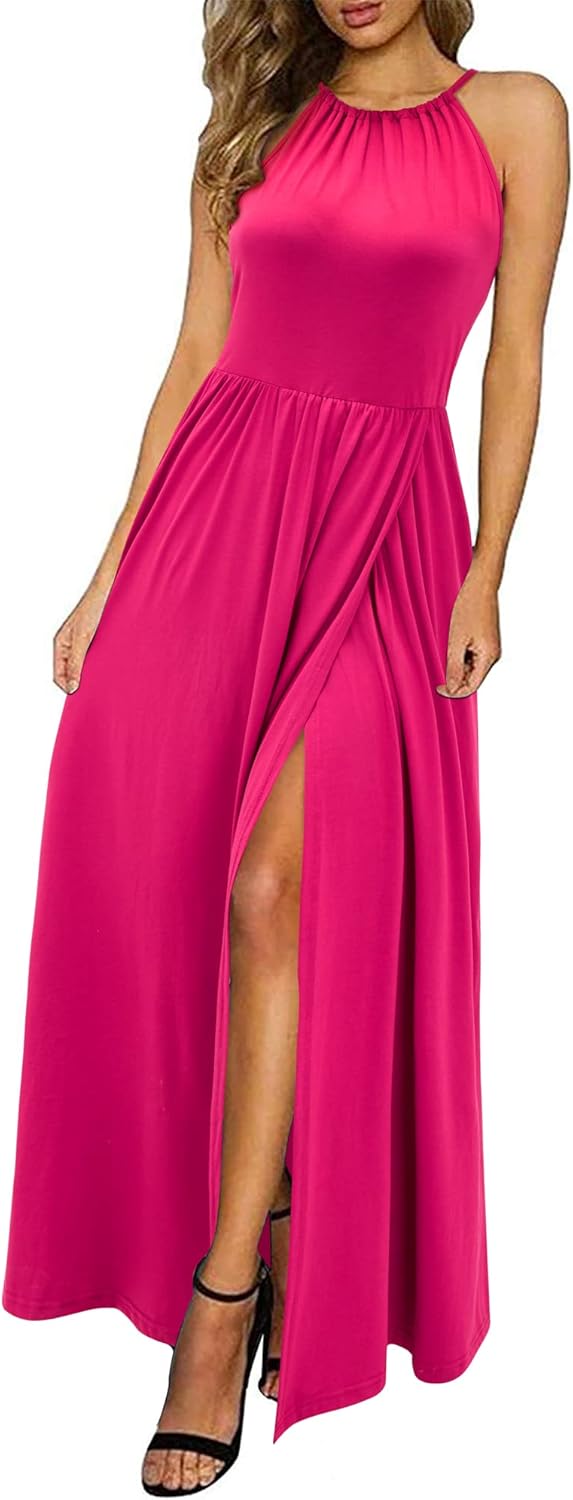 LM | Halter maxi dress with slit