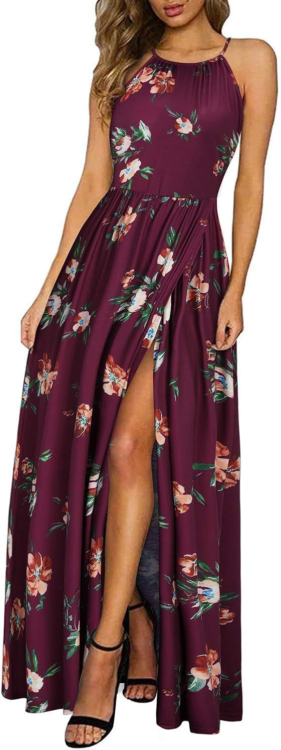 LM | Halter maxi dress with slit