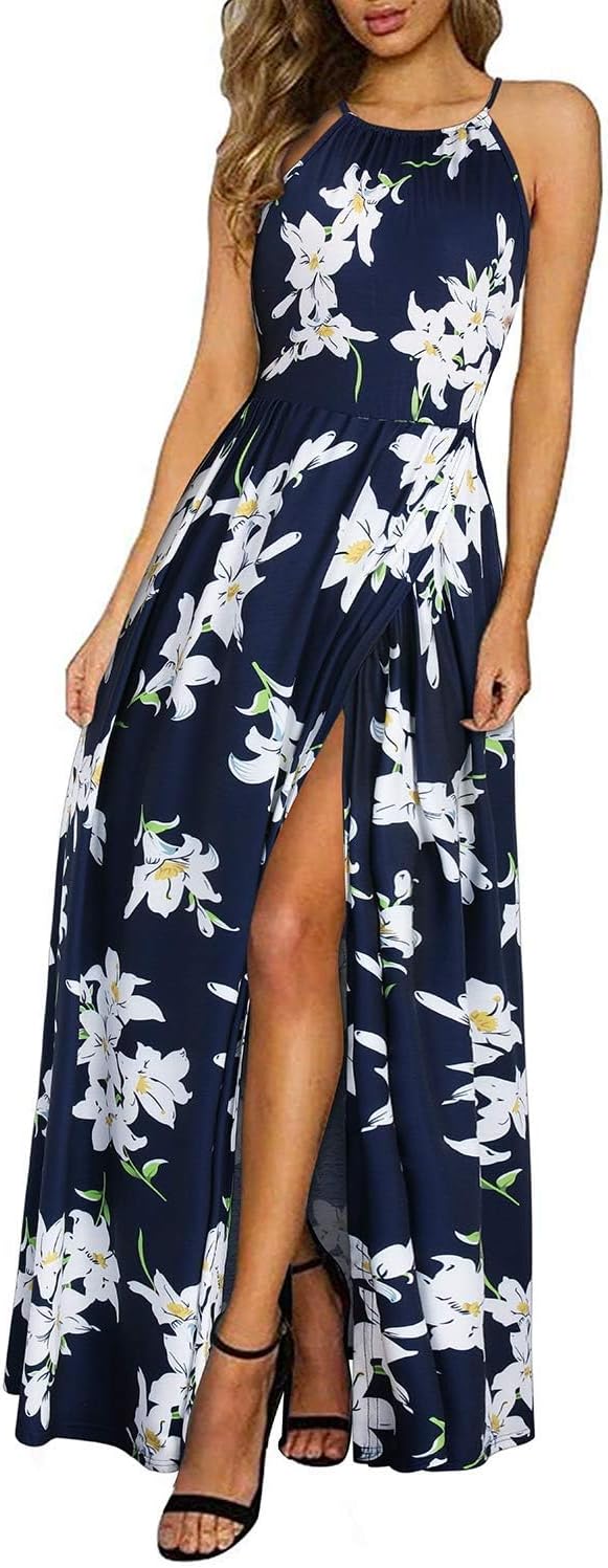 LM | Halter maxi dress with slit