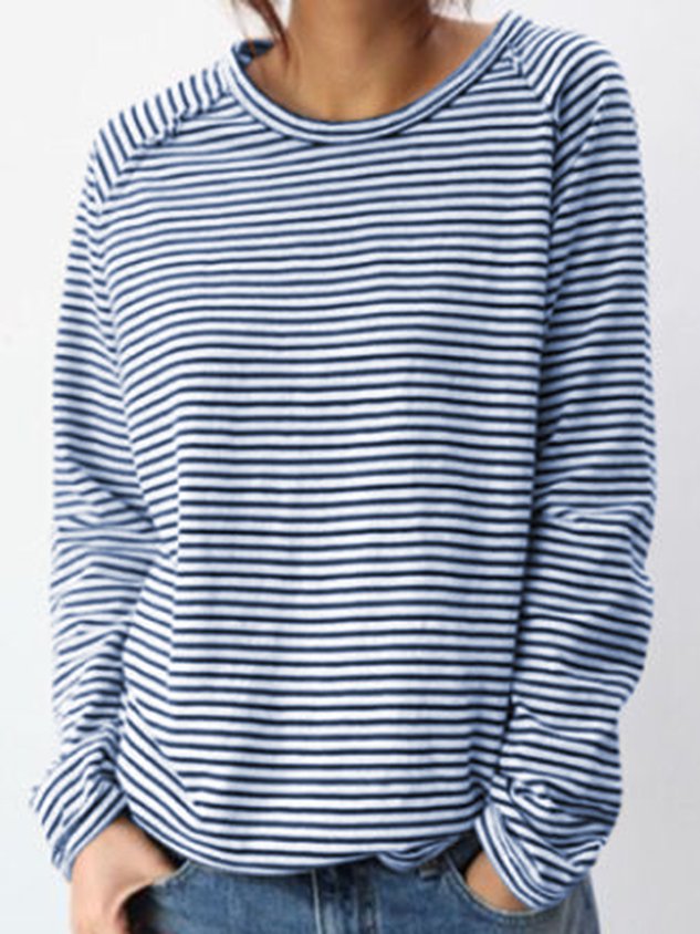 LM Basic long-sleeved blouse in white and black cotton