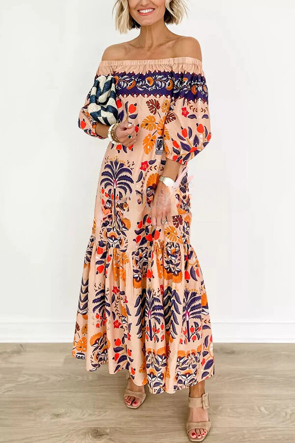 LM | Island Lover Printed off-the-shoulder, flowing midi dress