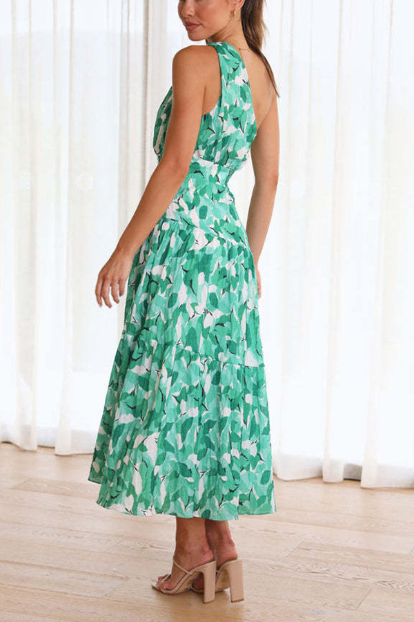 LM | Mid-length, off-the-shoulder, sleeveless midi dress