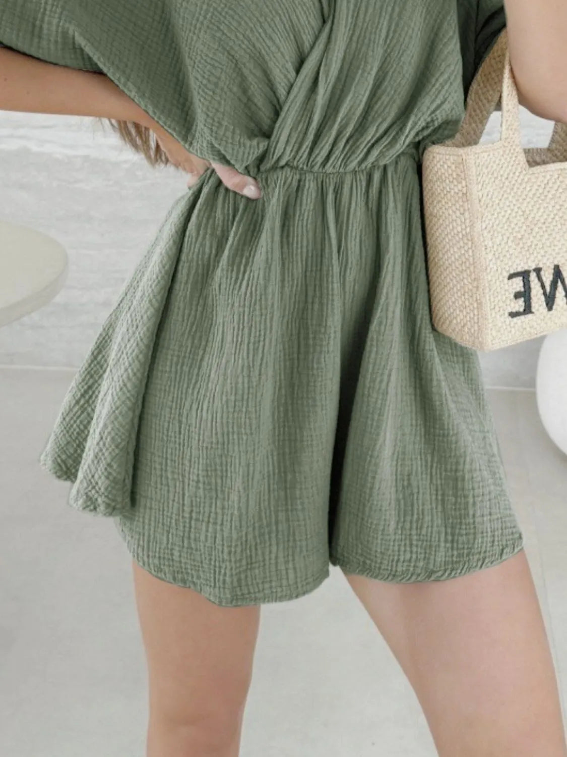 LM | Surplice Half Sleeve Wrap Romper