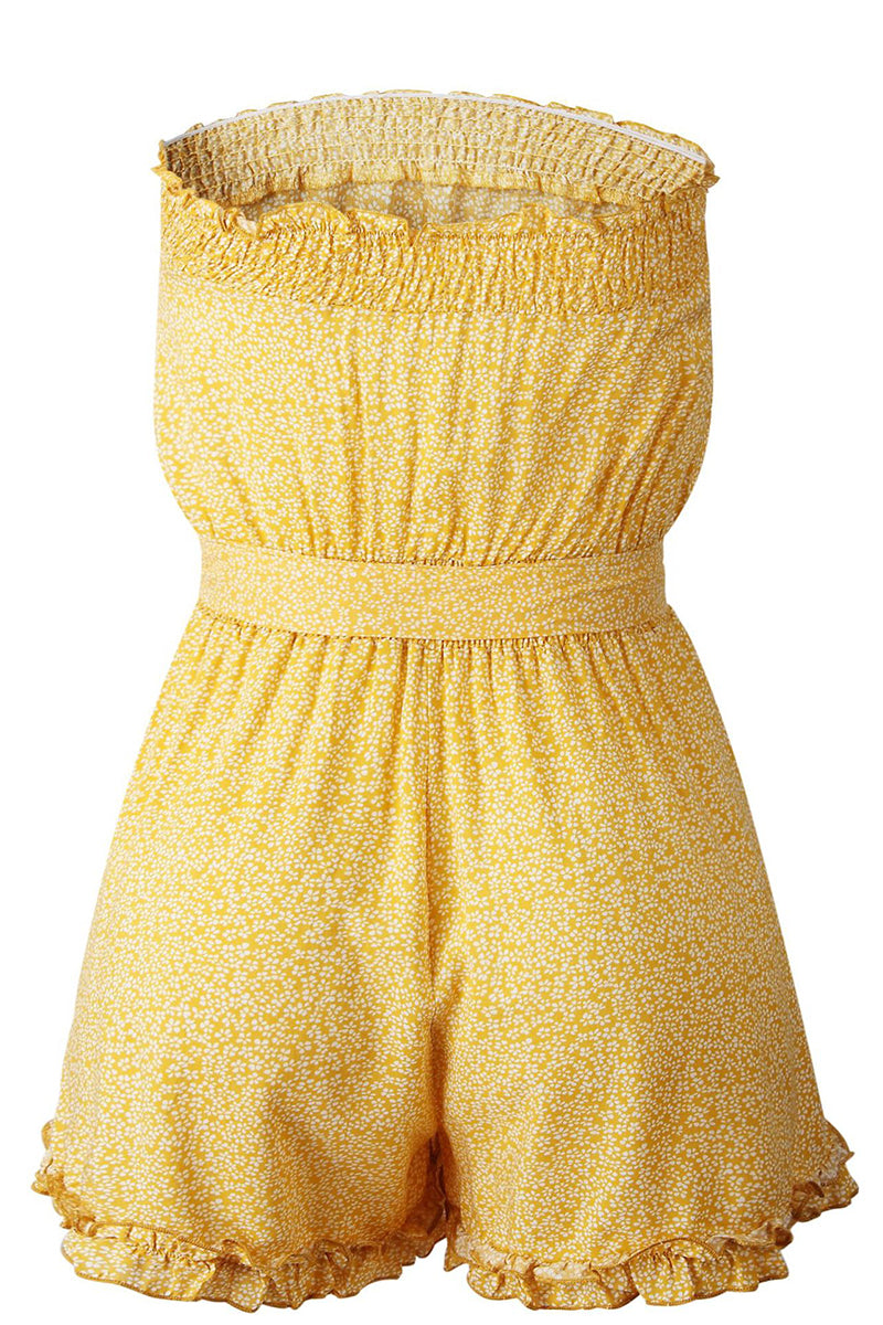 LM | Smocked strapless floral romper