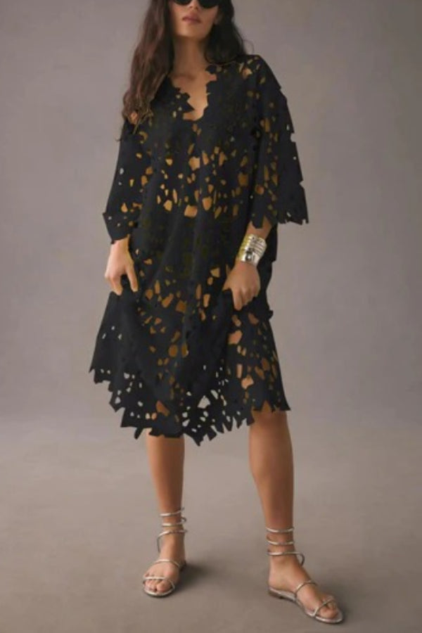 LM | I Belong Here Floral Eyelet Lace Cover Up Beach Midi Dress