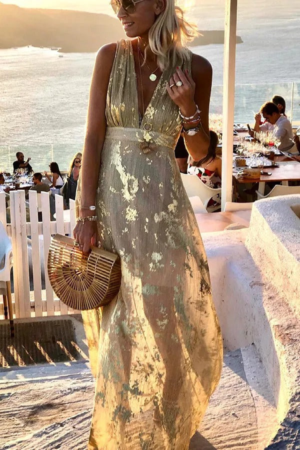 LM | Golden Sunset Stories maxi dress with V-neckline