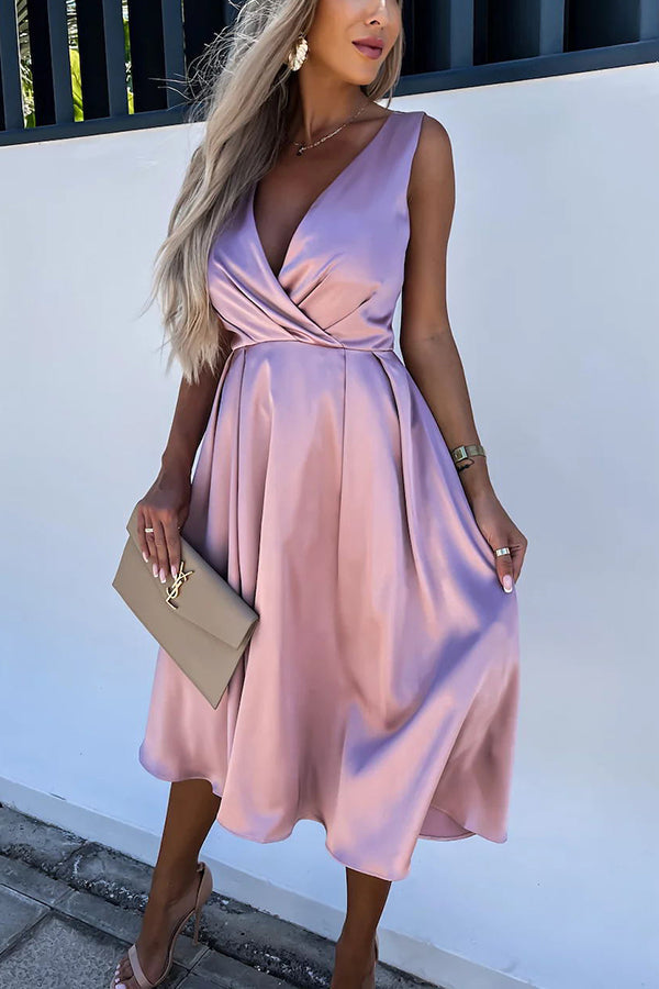 LM | Hold You In My Memory Satin Midi Dress