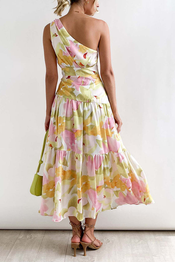 LM | Mid-length, off-the-shoulder, sleeveless midi dress