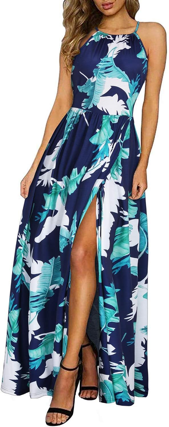 LM | Halter maxi dress with slit
