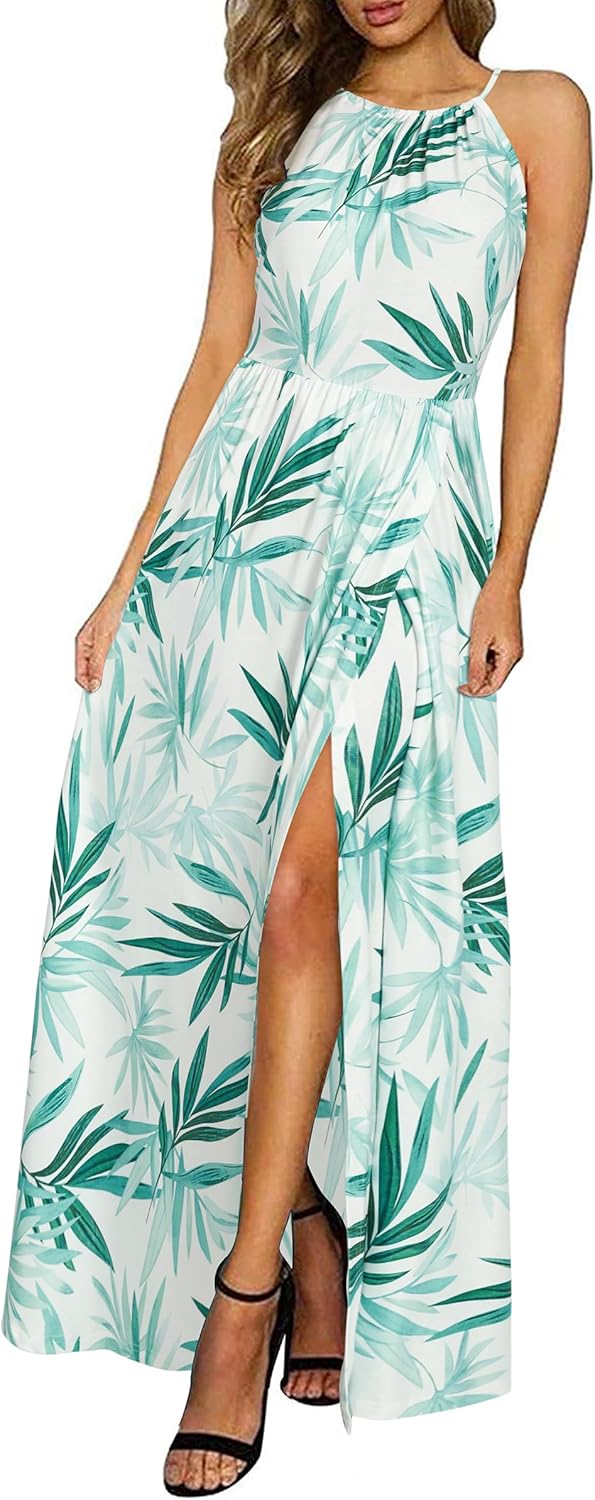 LM | Halter maxi dress with slit