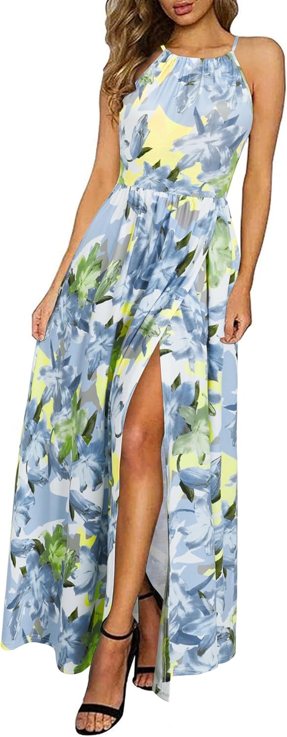 LM | Halter maxi dress with slit