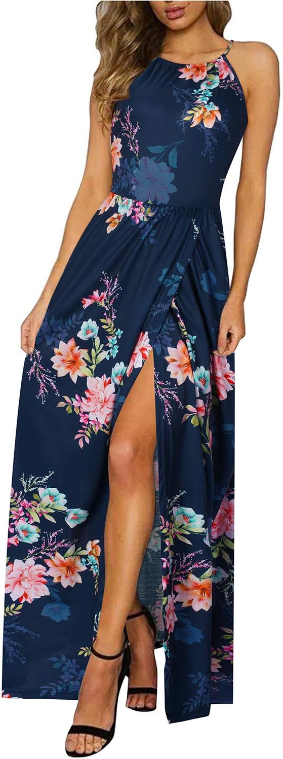 LM | Halter maxi dress with slit