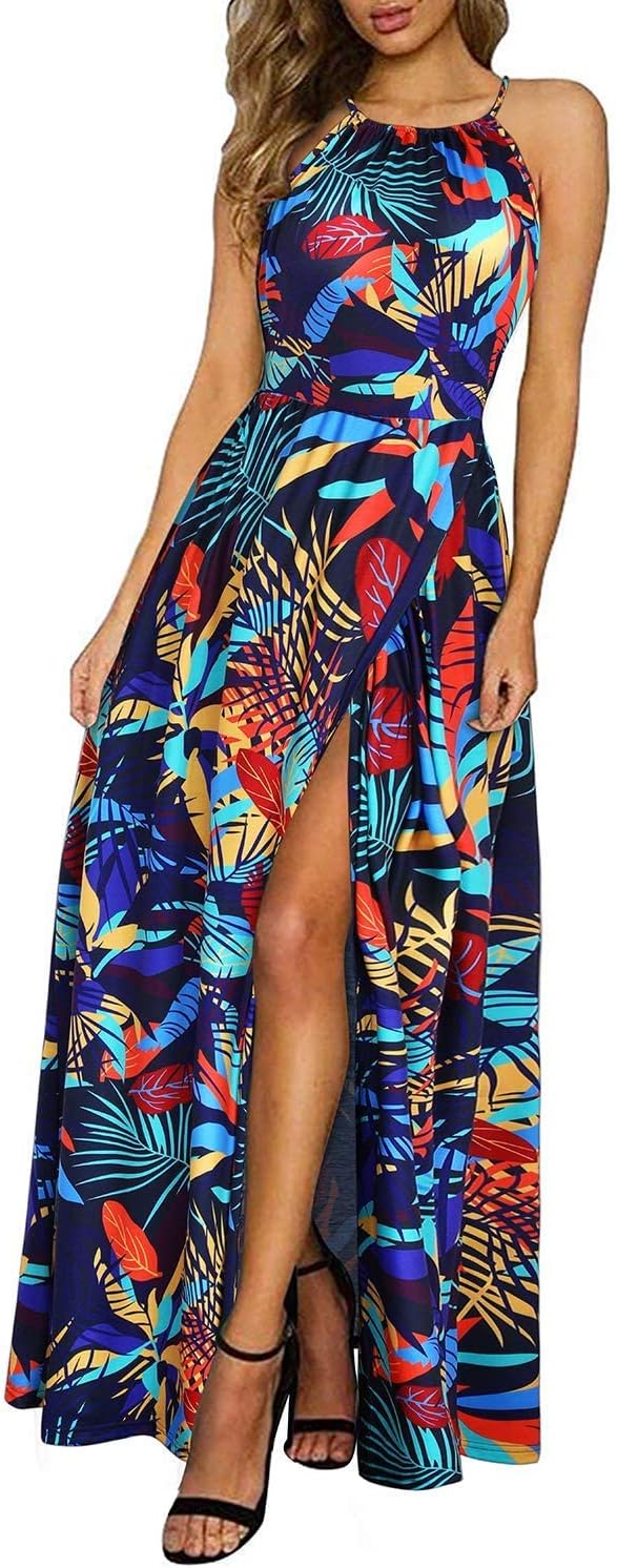 LM | Halter maxi dress with slit