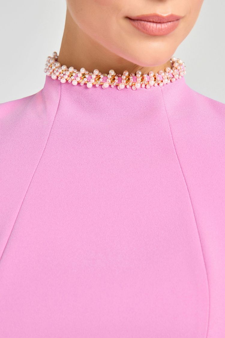 LM | Sweet and elegant fragrance Beaded short sleeve mini dress with pockets