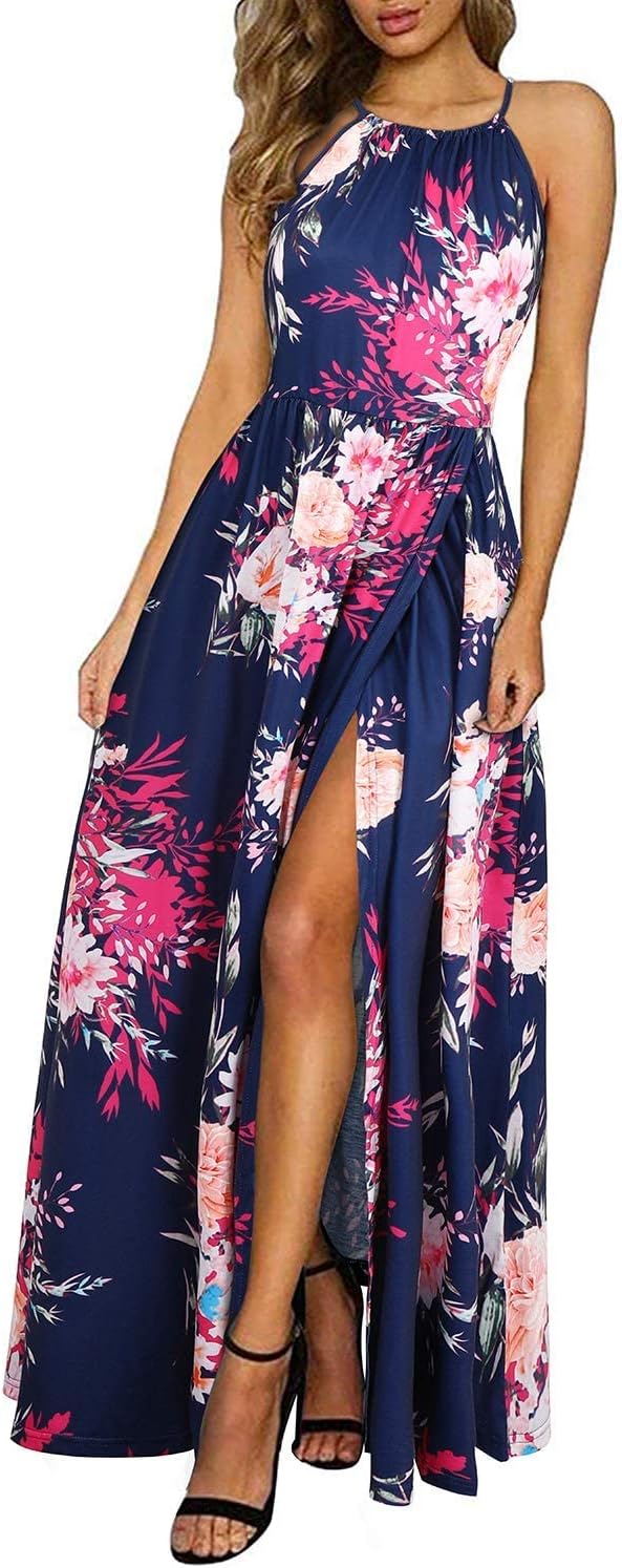 LM | Halter maxi dress with slit