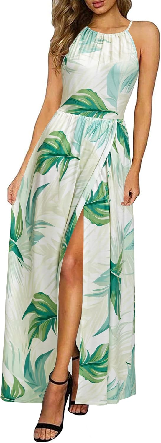 LM | Halter maxi dress with slit