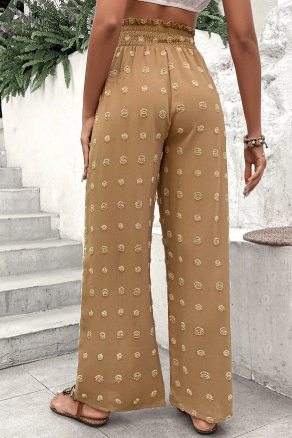 LM | High waist jacquard pants with wide leg casual pants