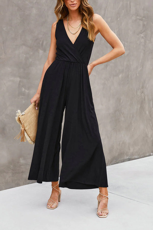 LM | Modal Drape V-neckline Double slit pocket Flared pants