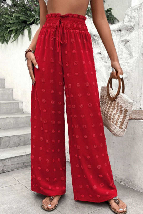 LM | High waist jacquard pants with wide leg casual pants