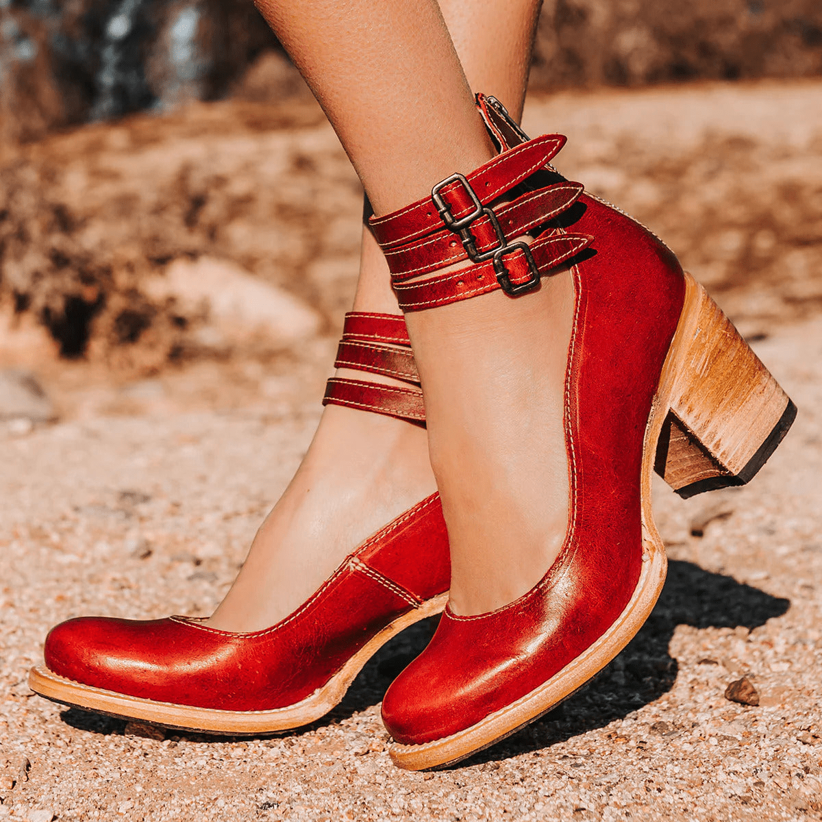LM | triple buckle heels