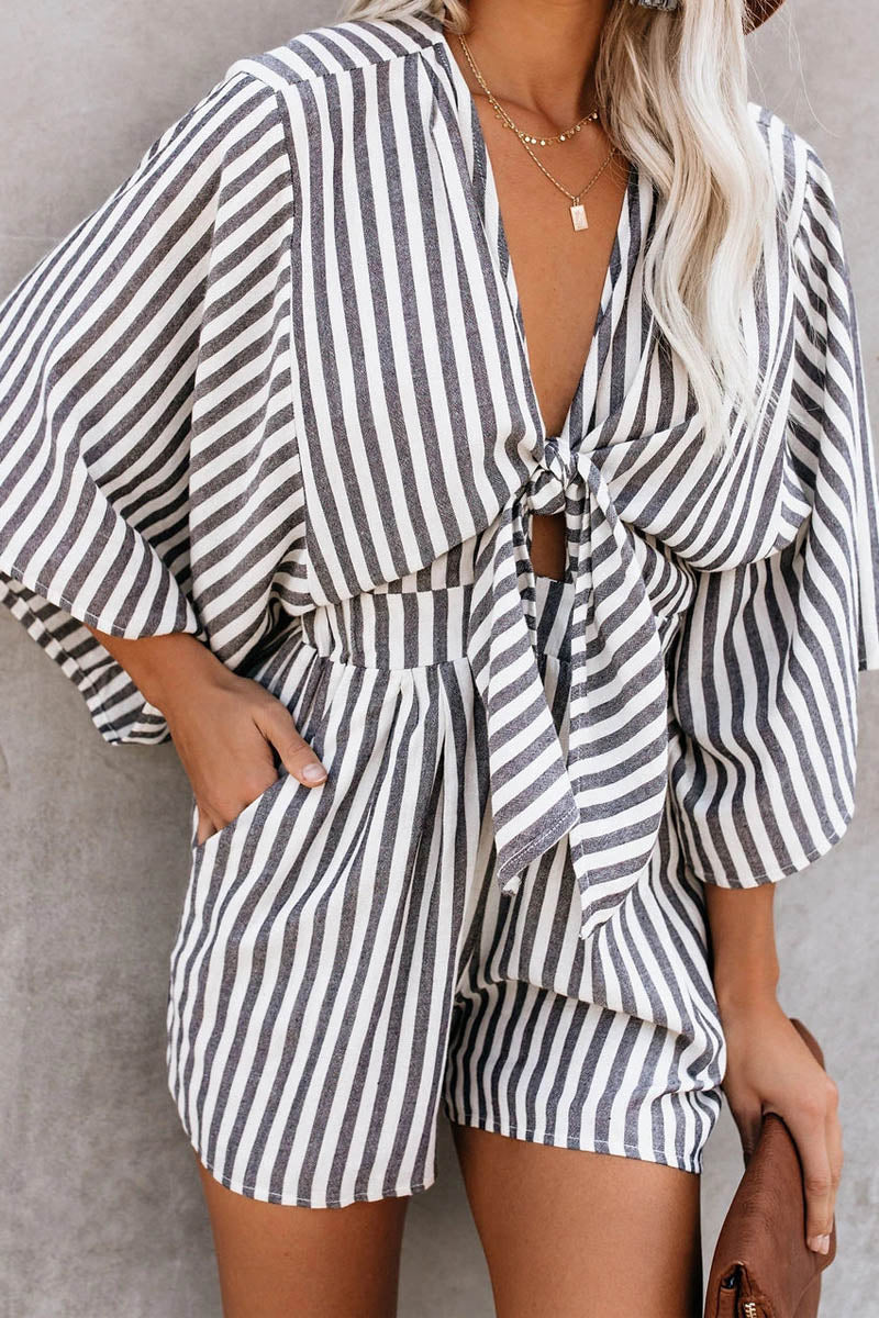 LM | Wind In My Sails Cotton Pocketed Tie Romper