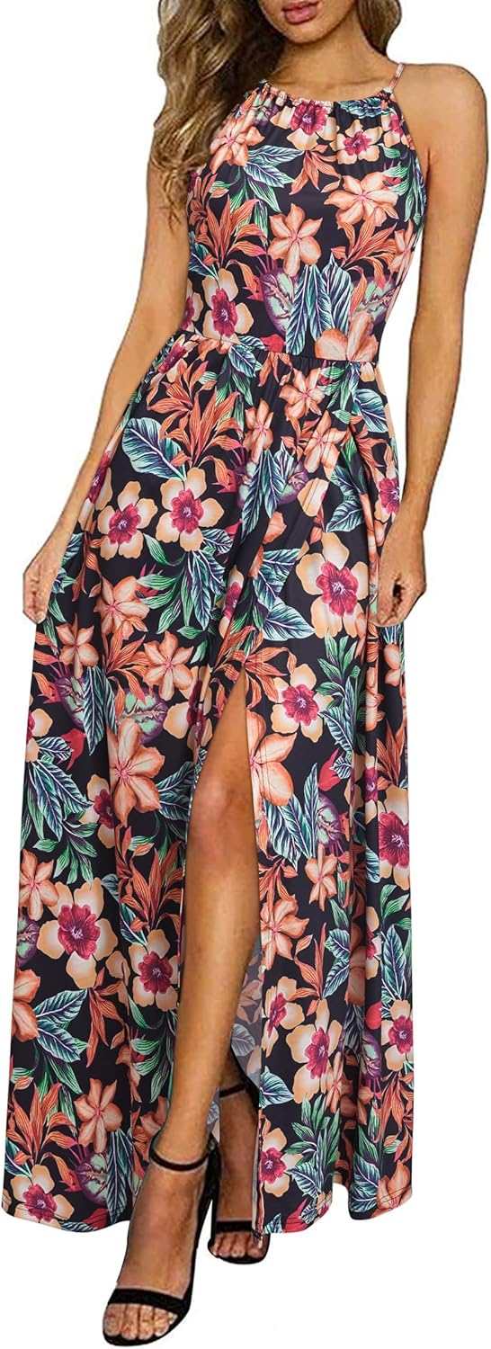 LM | Halter maxi dress with slit