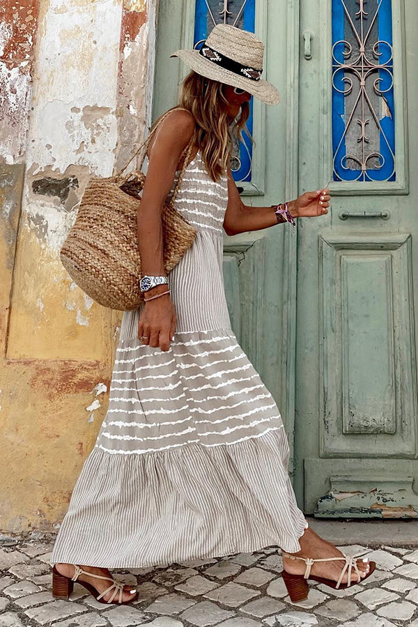 LM | Summer Rise Striped halterneck A-line maxi dress