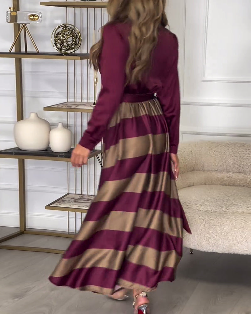 LM | Elegant striped maxi dress