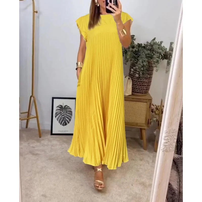 LM | Elegant pleated maxi dress