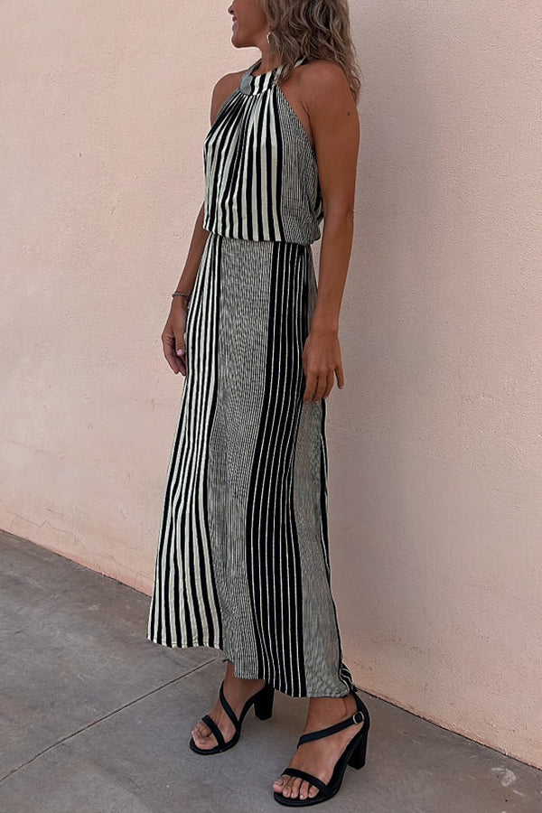LM | One More Chance Striped midi dress with adjustable waist