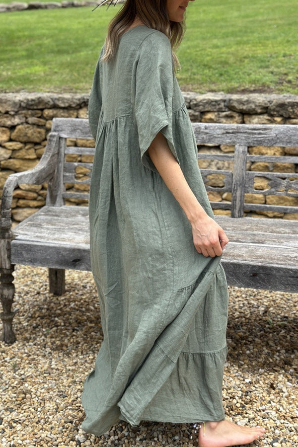 LM | MIRA maxi dress with V-neck and stripes