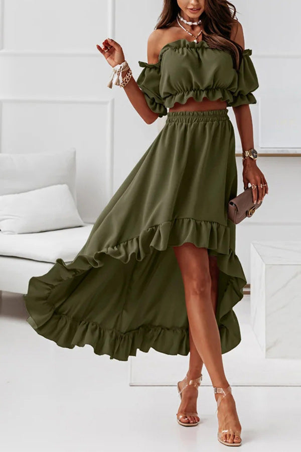 LM | Off-the-shoulder midi dress suit
