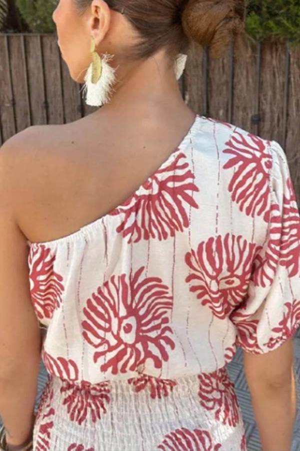 LM | Modern printed tube mini dress