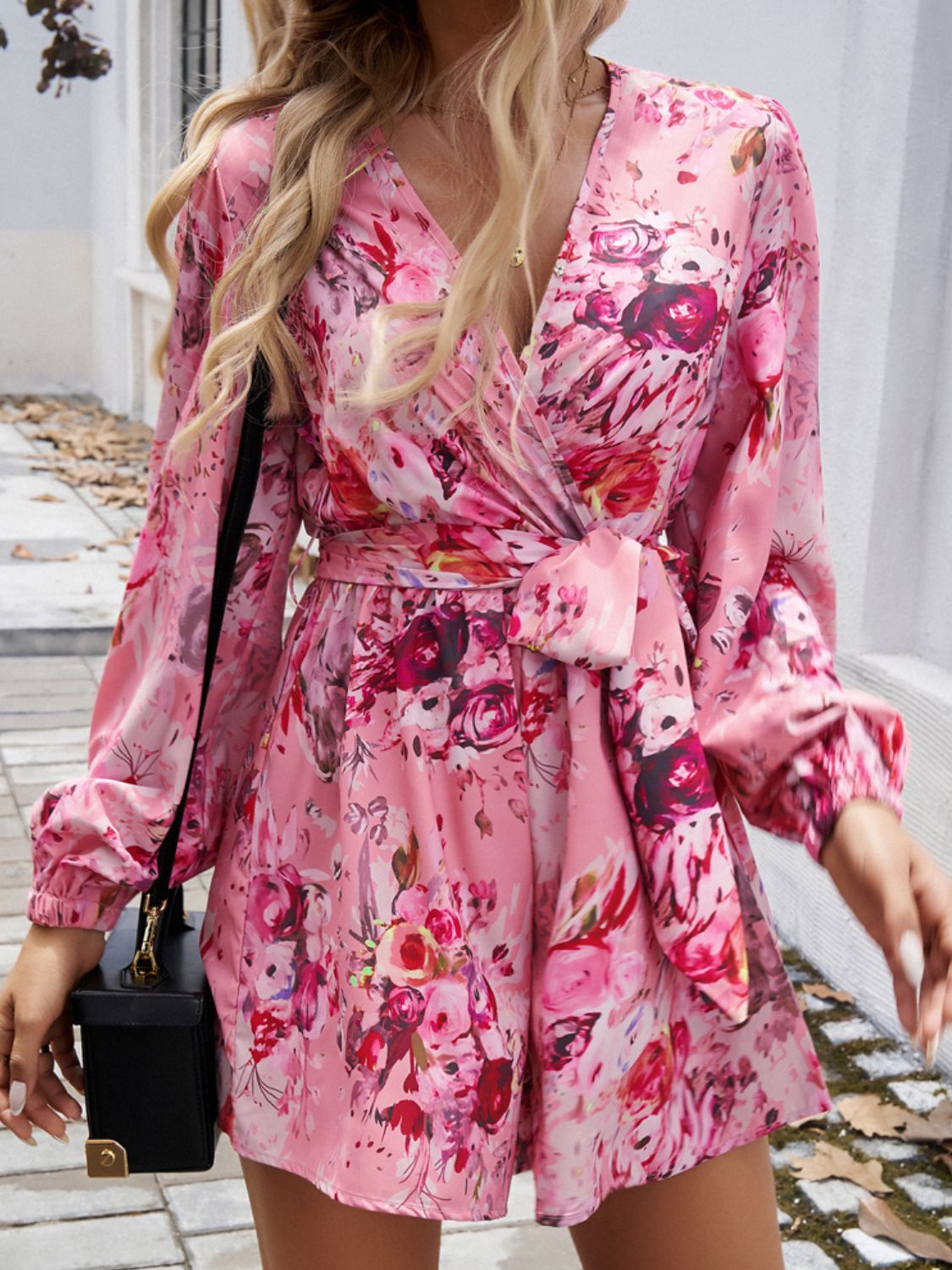 LM | Devine Tied Surplice Long Sleeve Romper