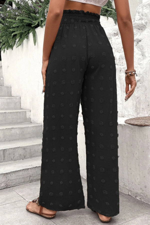 LM | High waist jacquard pants with wide leg casual pants