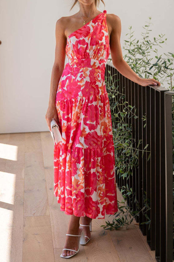 LM | Mid-length, off-the-shoulder, sleeveless midi dress