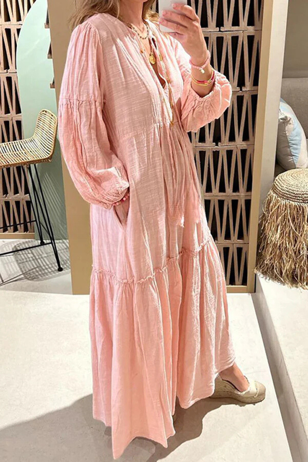 LM | Take Me To Cabo Ethnic Unique Print Button Loose Shirt Midi Dress
